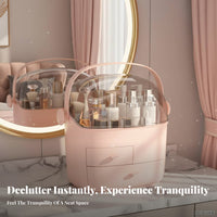 Vanity organizer with Drawers particle-resistantproof Cosmetic Display Case Clear View Lid