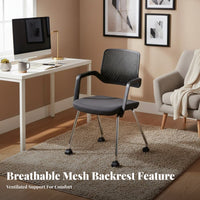 Wheeled Armchair with Perforated Spine Support Breathable Spine Supportrest Wheeled Task Chair Padded Seat High Load Capacity