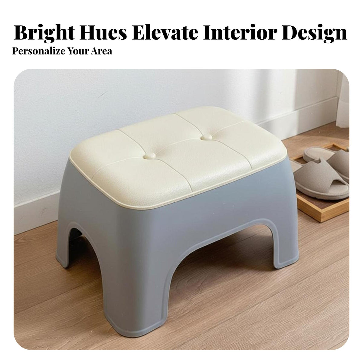 Stackable Padded Shoe-Changing Bench Multi-Functional Low Stool Easy to Clean Household Furniture High Load Capacity for Adults, Children, Elderly, Entryway, Living Room, Bedroom, Bathroom