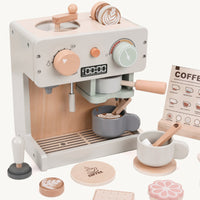Wooden Simulation Coffee Machine Toy for Kids Pretend Play