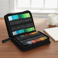 Double-Ended Tip Marker Case Large Capacity Marker Organizer Case Elastic Holders Pencil Storage Pouch for Travel