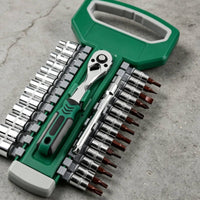 1/4-Inch Drive Socket Wrench Set with Bent Handle 72-Tooth Socket Wrench Set with Storage Case Reversible Quick Release for DIYers, Homeowners, Cyclists, Home Repair, Garage, Two-Wheeler Maintenance