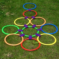 Kids Hopscotch Ring Set with Beanbags and Storage Bag for Sensory Training and Outdoor Play
