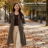 Womens Coats Plus Size Double Breasted Trench for Autumn, Long Sleeve Blend Office Wear Jacket, Business Casual Outerwear