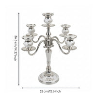 Five-Arm Candelabra Embossed Alloy Candle Holder Decorative for Mantel, Weddings