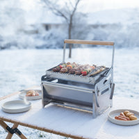 Foldable Portable Charcoal Grill Stainless Steel Tabletop Charcoal Grill Space-Saving Removable for Campers, Backyard