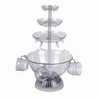 Multi-Tier Wine Fountain Fluted Base Acrylic Wine Fountain Drink Service Wide Round Basin European Plug for Parties, Banquets