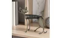 Figurine with Spring Body Bronze Cat Figurine Whimsical for Office, Entryway