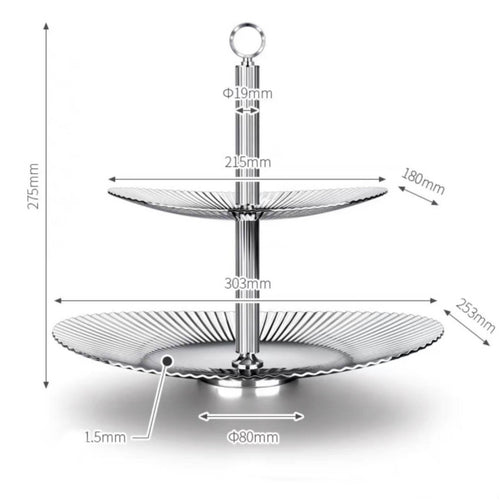 2 Tier Fruit Basket Nordic Style Two Tier Fruit Tray Food Home Storage for Housewarming Gift, Dining Table