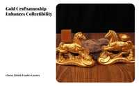 Chinese Astrological Horse Ornament Sand Gold Finish Chinese Astrological Horse Sculpture Metal Handmade Decor Decoration for Desktop, Office