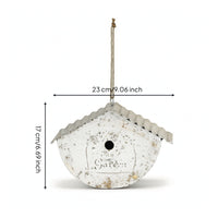 Distressed Finish Garden Decor Corrugated Roof Metal Birdhouse Ornament