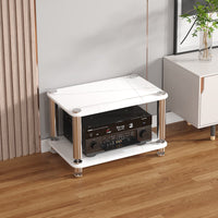 1 Piece High-fidelity Equipment Stand Audio Shelf Amplifier Rack Annealed Glass Solid Stainless Steel Open Ventilation Design Vibration Damping Suitable for Audiophile Listening Room Home Theater