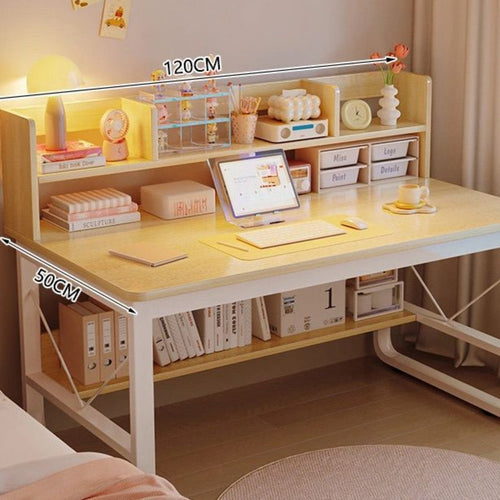 Computer Desk with Hutch Space Saving Design Student Desk with Storage Shelves Multi-functional Workstation Steel Frame Storage for Teens Suitable for Home Study Room Dorm