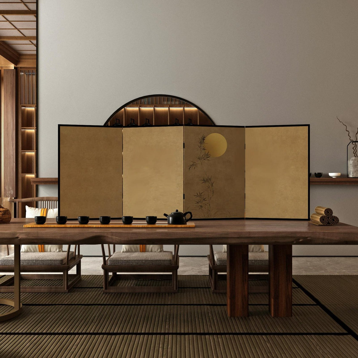 Miniature 6-Panel Art Screen Chinese design 6-Panel Miniature Divider for Adults