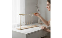 Jewelry Display Stand Tabletop Necklace Display Stand Jewelry Organizer with Wooden Base Metal for Jewelers, Boutique