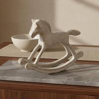 Cast Iron Rocking Horse Statue Retro Rocking Horse Figurine Antique Finish Decorative Item for Showroom, Sales Office, Entryway
