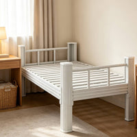 Bed Frame with Bed Board Strong Support Metal Bedstead Heavy Duty Furniture for Students, Kids, Small Bedrooms, Dorm Rooms, Student Accommodations