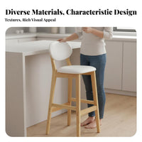 High-Back Wooden Stool Minimalist Design Counter Chair Sturdy Frame for Adults