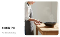 Uncoated Iron Pan Long-Lasting Traditional Iron Wok Hand Crafted Cooking Pan Works on All Stovetops 24cm Small Wok Anti-Scald