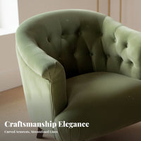 Button-Tufted Armchair Vintage Inspired Button-Tufted Club Chair Sturdy Wood Legs High Rear Design for Homeowners