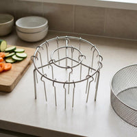 Air Fryer Grill Skewer Rack Upright Legs Stainless Steel Kabob Rack Silver Finish Round Stainless Steel Grill holder