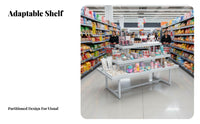 Versatile 3-Tier Display Stand Sturdy Supermarket Island Rack Heavy Duty 3-Tier Display Table Modular Design for Retailers, Boutique Owners, Crafters, Convenience Shop, Shopping Mall, Temporary Shops, Farmers Markets