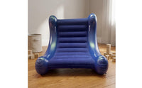 Ribbed Inflatable Rocking Sofa Chair Built-in Handles Kids Rocker Chair Blue for Children
