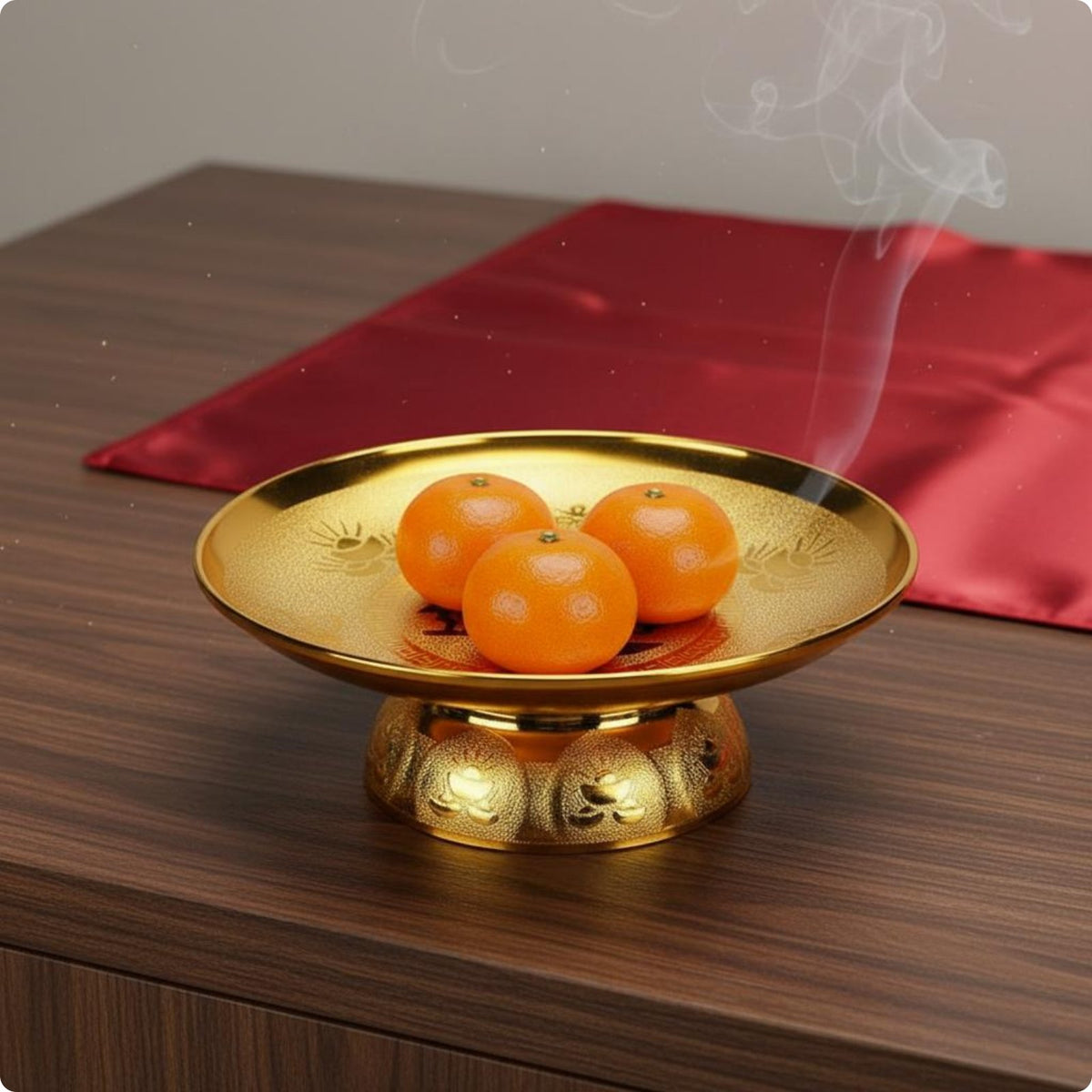 Altar Fruit Plate Embossed Pattern Shrine Offering Plate Stain Resistant
