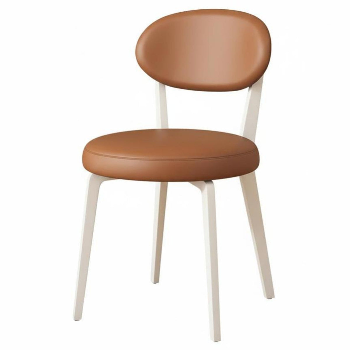 Upholstered Oval-Back Stool Light Luxury Design Dining Chair Soft Padded