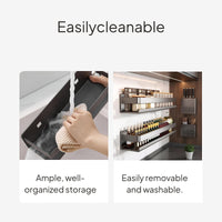 Kitchen Wall Organizer Rack, Carbon Steel, Removable Hangers