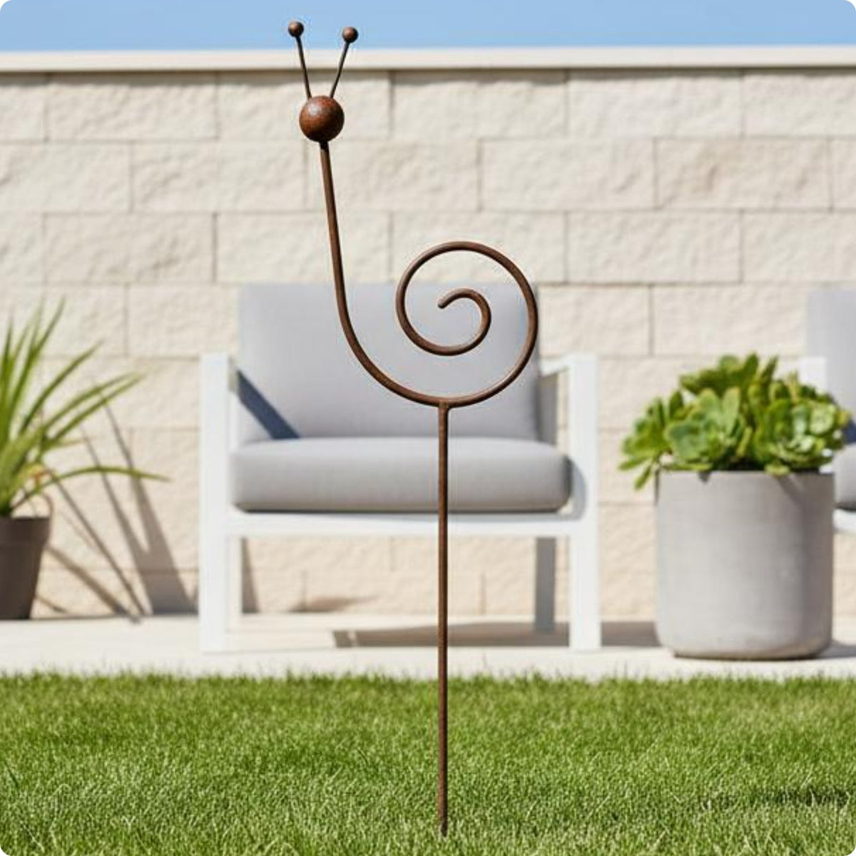 Rust Garden Ornament Plant Support Minimalist Metal Construction Stake Rusted Finish Outdoor Decoration