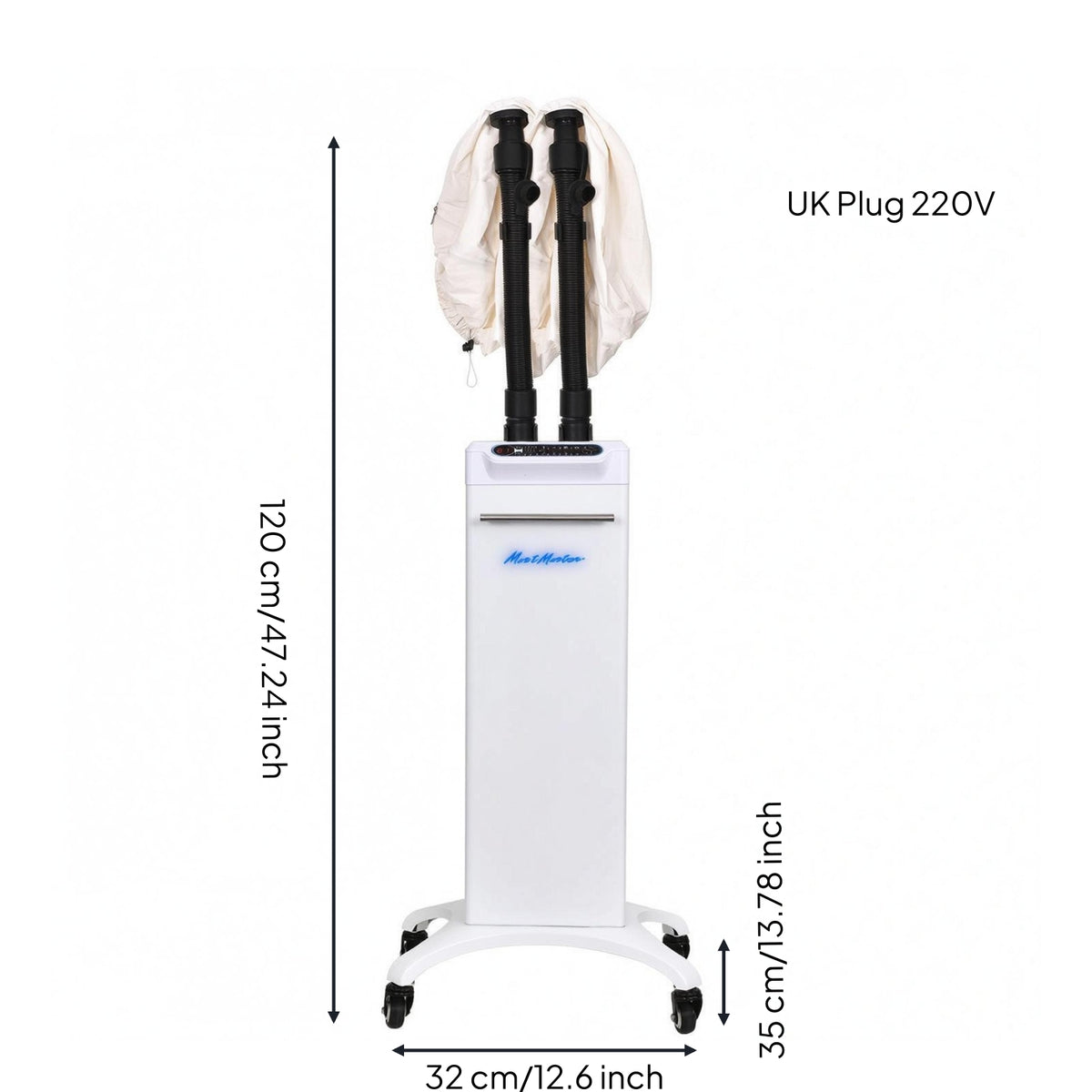 Floor Standing Hair Steamer Wheeled Base Hooded Hair Steamer Salon Equipment Cabinet Style Touch Control