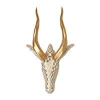 Faux Antelope Head Wall Decor Lustrous Antelope Head Sculpture Gold for Entryway