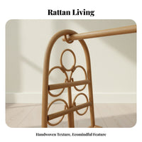 Arched Rattan Clothes Rail Freestanding Garment Stand Hand-Woven Bohemian Decor for Parents, Nursery, Guesthouse, Retail shop