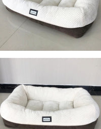 狗窝可拆洗萨摩耶金毛狗狗床中型大型狗垫子加厚宠物窝用品 灰色（玫瑰绒） S-56*46cm
