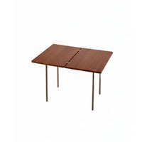 Folding Dining Table Foldable Drop Leaf Retro Rubberwood Stainless Steel Kitchen Table Space Saving Design Suitable for Couples Students Living Room Balcony Home Office