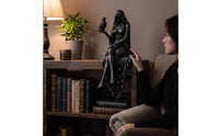 Decorative Hooded Figure Statue Dark Fantasy Gothic Statue Detailed Sculpture Freestanding for Goths, Book Lovers, Bookshelf, Mantel, Reading Nook