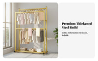 Stable and Sturdy Double Tier Clothes Rack Easy Assembly 2 Tier Garment Rack Large Capacity Double Rod Clothing Stand Anti-Slip Feet for Homeowners, Boutique Owners, Balcony, Bedroom, Entryway, Dorm Room