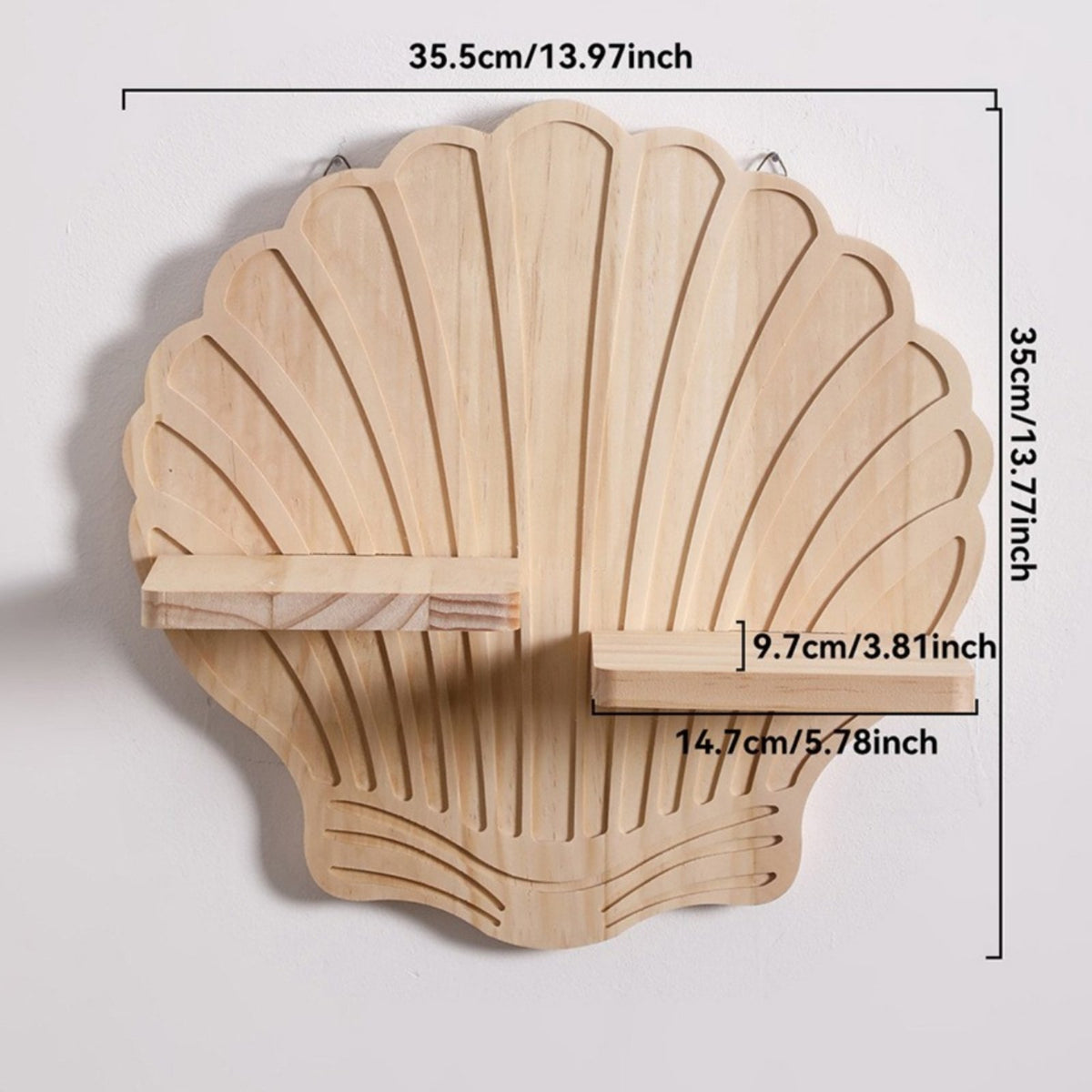 Fir Wood Wall Planter Holder Space-Saving Boho Shell Decor Shelf Easy to Install Shell Wall Shelf for Home