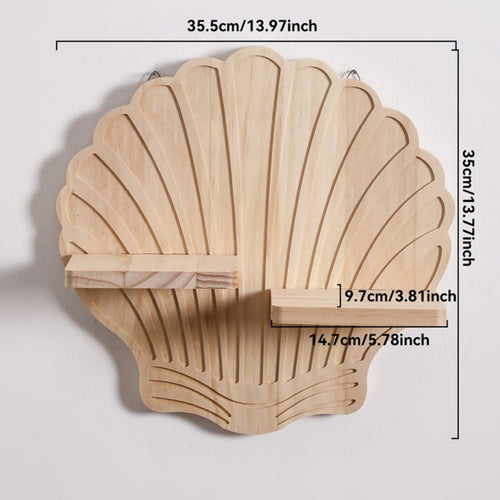 Fir Wood Wall Planter Holder Space-Saving Boho Shell Decor Shelf Easy to Install Shell Wall Shelf for Home