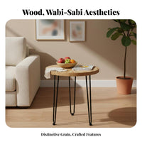 Three-Legged Round End Table Wabi-Sabi design Household Furniture Minimalist Design child-safe Rounded Edges for Small Spaces
