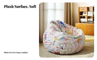 Graffiti Print Pouch Seat Creative Doodle Pattern Oversized Soft Seat Chair Multi-Functional Design Supportive Foam Filling