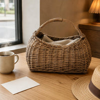 Handwoven Wicker Basket Bag Arched Handle Wicker Basket Bag Lightweight Carrying Accessory for Display
