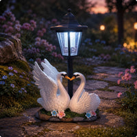 Solar Garden Lantern Clear Panels Wildlife Themed Base Ornament Classic Lamp