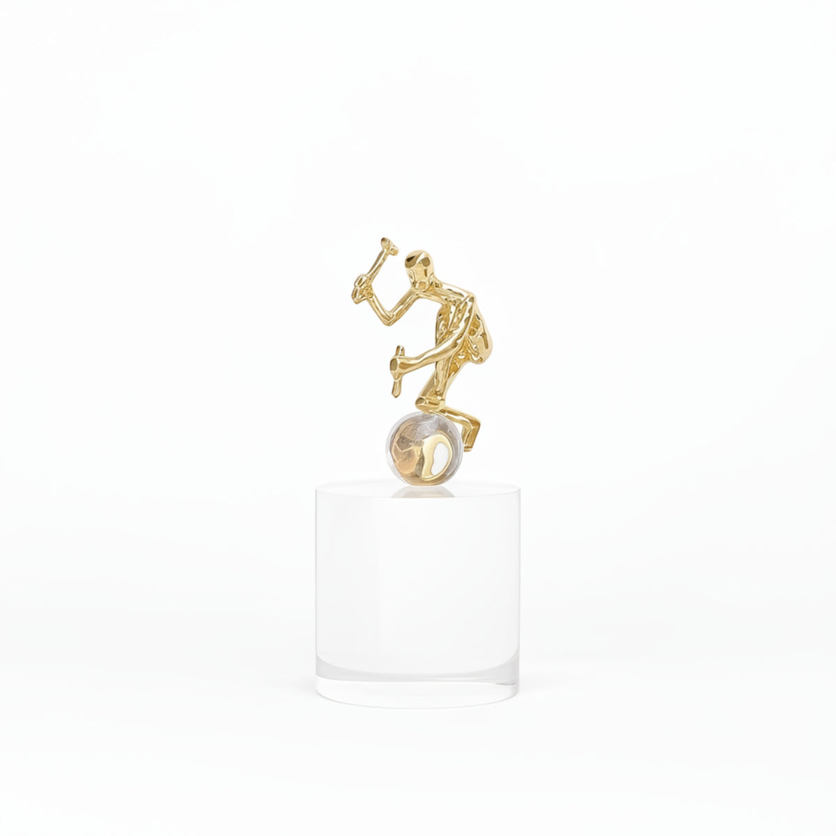 Crystal Ornament with Gold Figure Contemporary Crystal Ornament Abstract Statue for Art Collectors, Office, Entryway, Hotel Reception Area