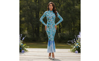 Long-Sleeve Mermaid Dress Fitted Fishtail Dress See-Through Evening Gown Lightweight for Women, Photoshoots, Themed Events, Costume Parties