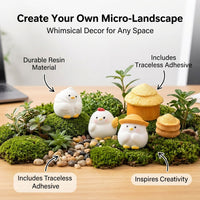 5 Piece Resin Figurine, Multi-Colored Miniature Figurines, Fairy Garden Accessory with Mounting Tape, Whimsical Garden Decor