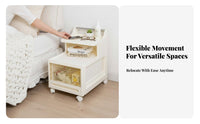 3-Tier Rolling Cart Nightstand Alternative Bedside Trolley With casters