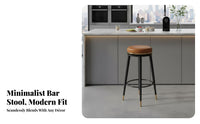 Padded Swivel Counter Stool with Footrest Bar Chair Long-Lasting Construction