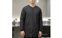 Knee-Length Barber Jacket with Zipper Closure Zippered Barber Smock Hair Repellent Salon Coat Lightweight for Barbershops